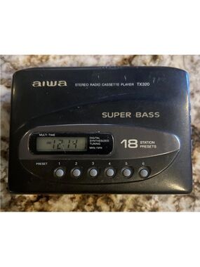 Aiwa TX320 Super Bass Radio Cassette Walkman w/Wired Air Pods & Belt Clip WORKS!